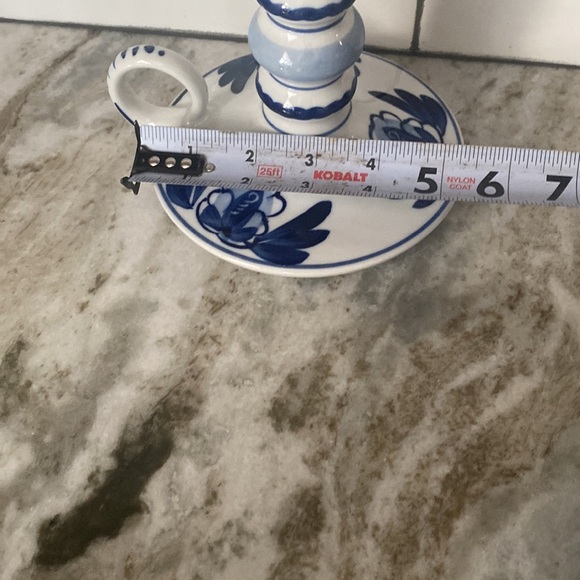 VTG Blue & white candle sticks Japan. Cottagecore primative farmhouse rustic - Picture 6 of 8